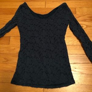 Navy blue lace top from Garage